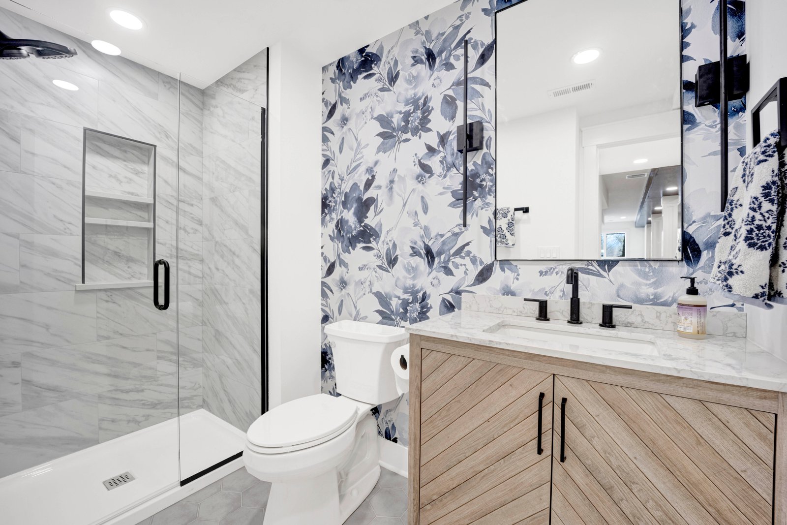 Guest bath update with modern tile by Turn Key Designs